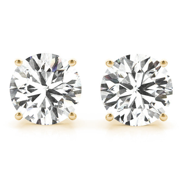 Natural Round Shape Diamond Claw Setting Stud Earring