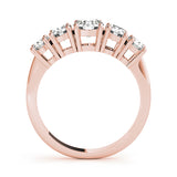 1.00ct Lab-Grown Round Diamond 5-Stone Cathedral Style Shared Prong Setting Diamond Ring, DE Color VVS Clarity