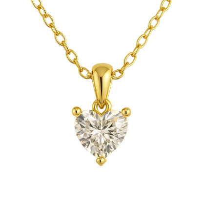 Natural Heart Cut Diamond Claw Set Solitaire Pendant in Gold