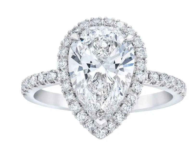 Lab Grown Pear Diamond Halo Engagement Ring