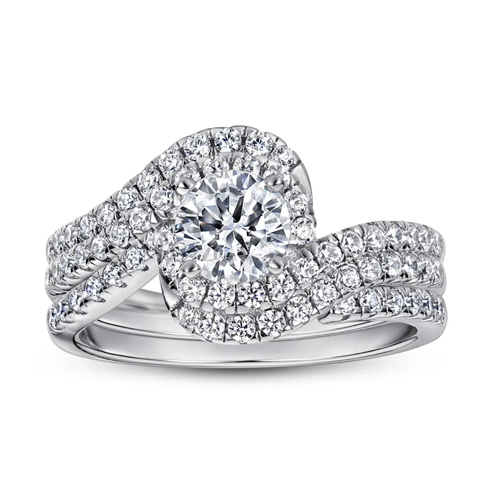 1.25 Carat Lab Grown Round Diamond Bridal Engagement Ring Set