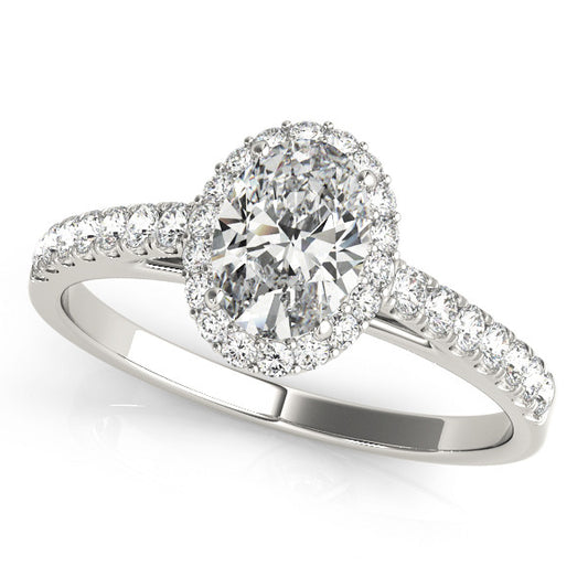 Lab Grown Oval Diamond Halo Engagement Ring