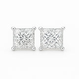 Stud Earrings with Princess-Cut Lab-Grown Diamond