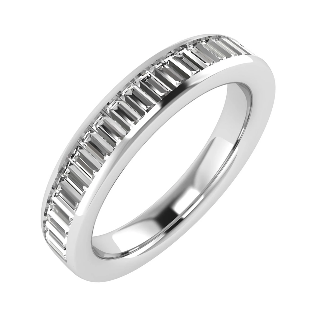 0.50 Carat Baguette Diamond Half Eternity Ring 18K or Platinum