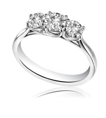 Natural Round Shape Diamond 3 Stone Engagement Ring