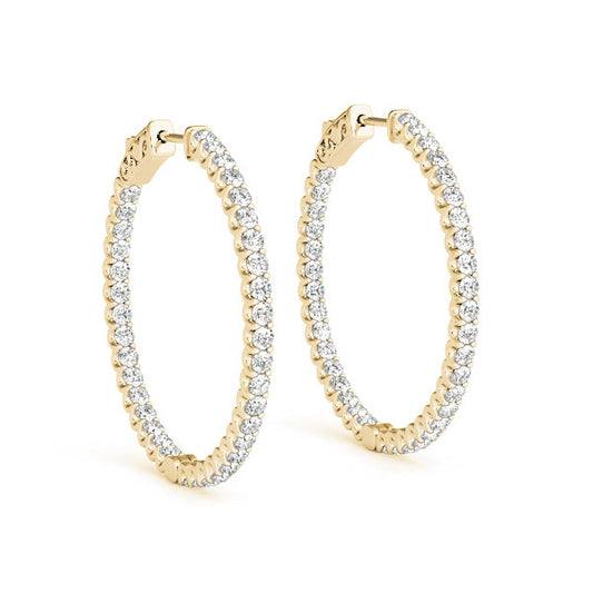 0.50Ct Lab Grown Diamond Huggie Hoop Earrings in Yellow Gold