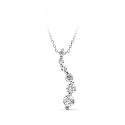 Lab Grown Round Diamond 6 Stone Journey Drop Necklace