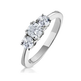 Lab Grown Cushion Cut Diamond 3 Stone Engagement Ring in 18k White Gold