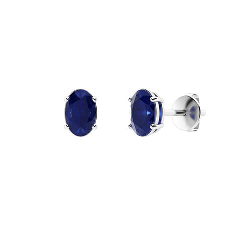 0.80 Carat Oval Blue Sapphire Stud Earring