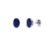 0.80 Carat Oval Blue Sapphire Stud Earring