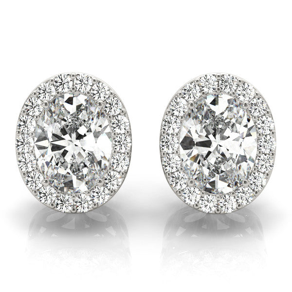 Stud Earrings Lab Grown Round Diamond Halo 0.50ct