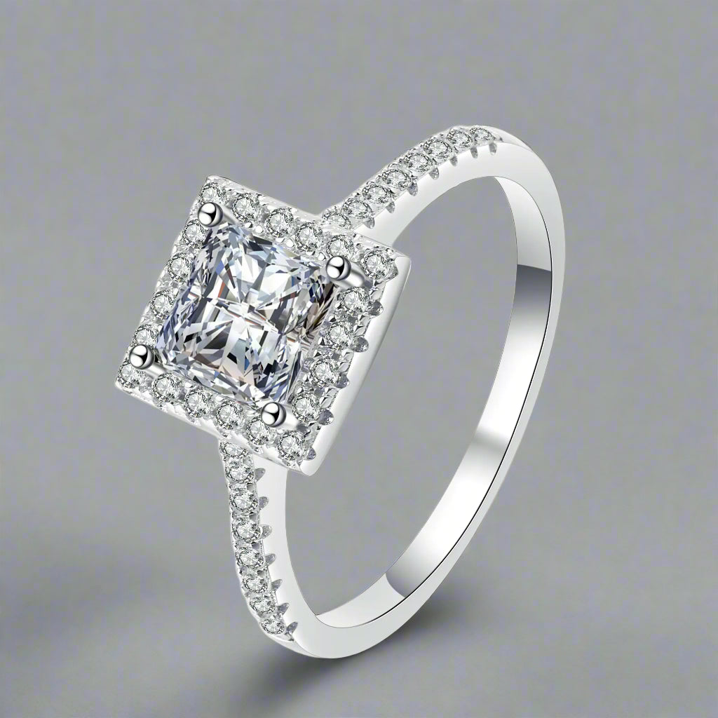 0.50 Carat Natural Princess Diamond Cluster Engagement Ring