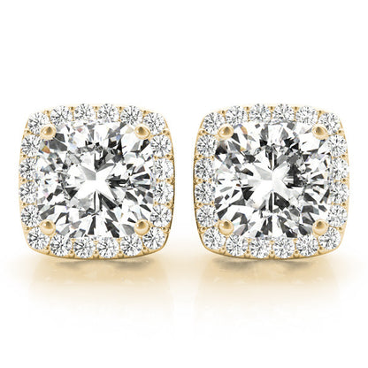 Lab Grown Cushion Cut Diamond Halo Style Stud Earring