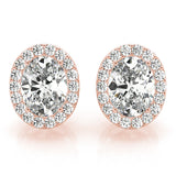 Stud Earrings with Lab Grown Round Diamond Halo