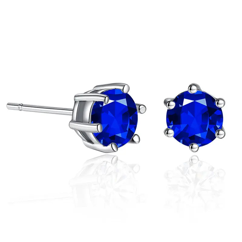 0.108 Carat Round Shape Blue Sapphire Stud Earring