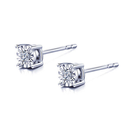 0.10 Carat Lab Grown Round Diamond Illusion Stud Earring