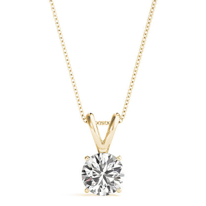 Prong-Set Round Lab-Grown Diamond Solitaire V-Bale Pendant