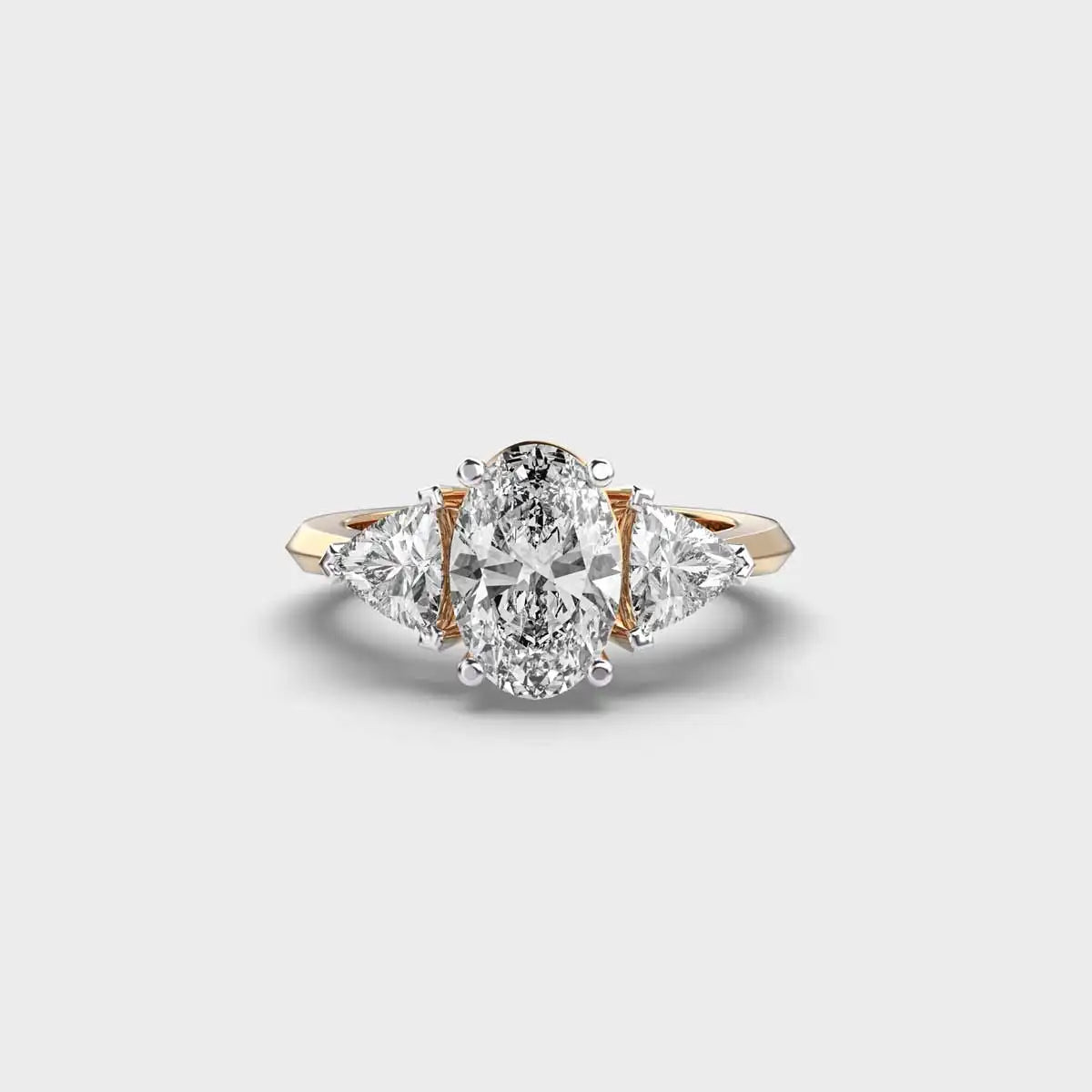 1.70 Carat Lab Grown Oval and Trillion Diamond Vintage Engagement Ring