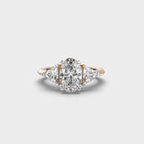 1.50 Carat Lab Grown Oval and Trillion Diamond Vintage Engagement Ring