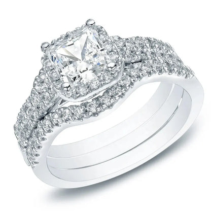 1.00 Carat Lab Grown Princess Diamond Bridal Engagement Ring Set