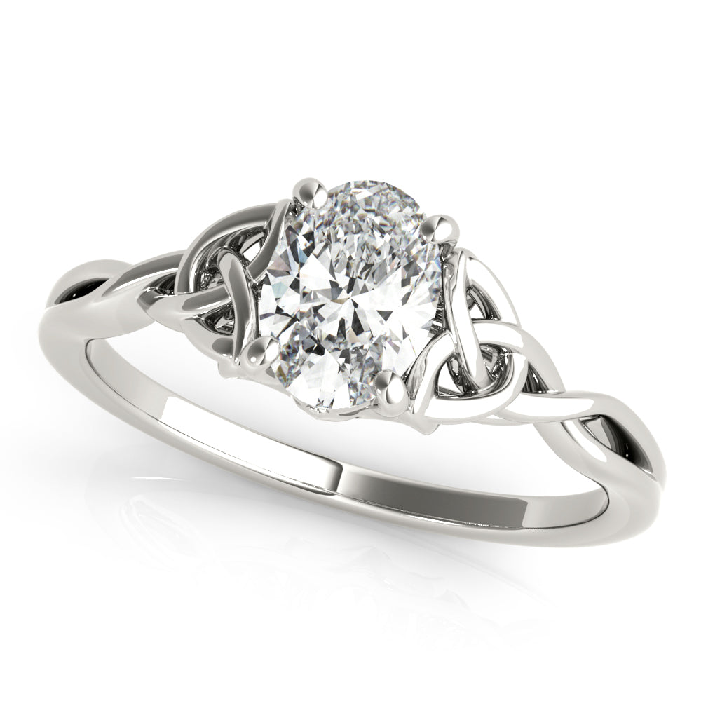 IGI Lab-Grown Oval Diamond 4 Claw Celtic Knot Solitaire Engagement Ring, D Color VVS Clarity