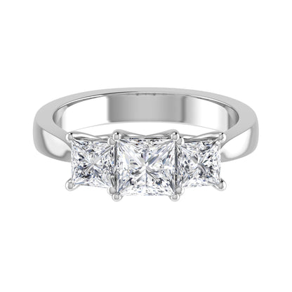 Lab Grown Princess Diamond 3 Stone Engagement Ring