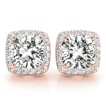 Lab Grown Cushion Cut Diamond Halo Style Stud Earring