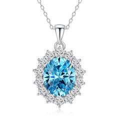 2.29 Carat Oval Shape Aquamarine Cluster Necklace