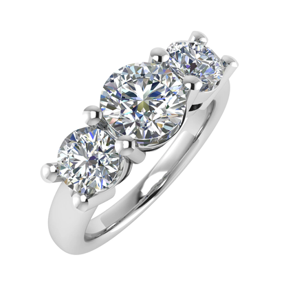 Lab Grown Round Diamond 3 Stone Engagement Ring