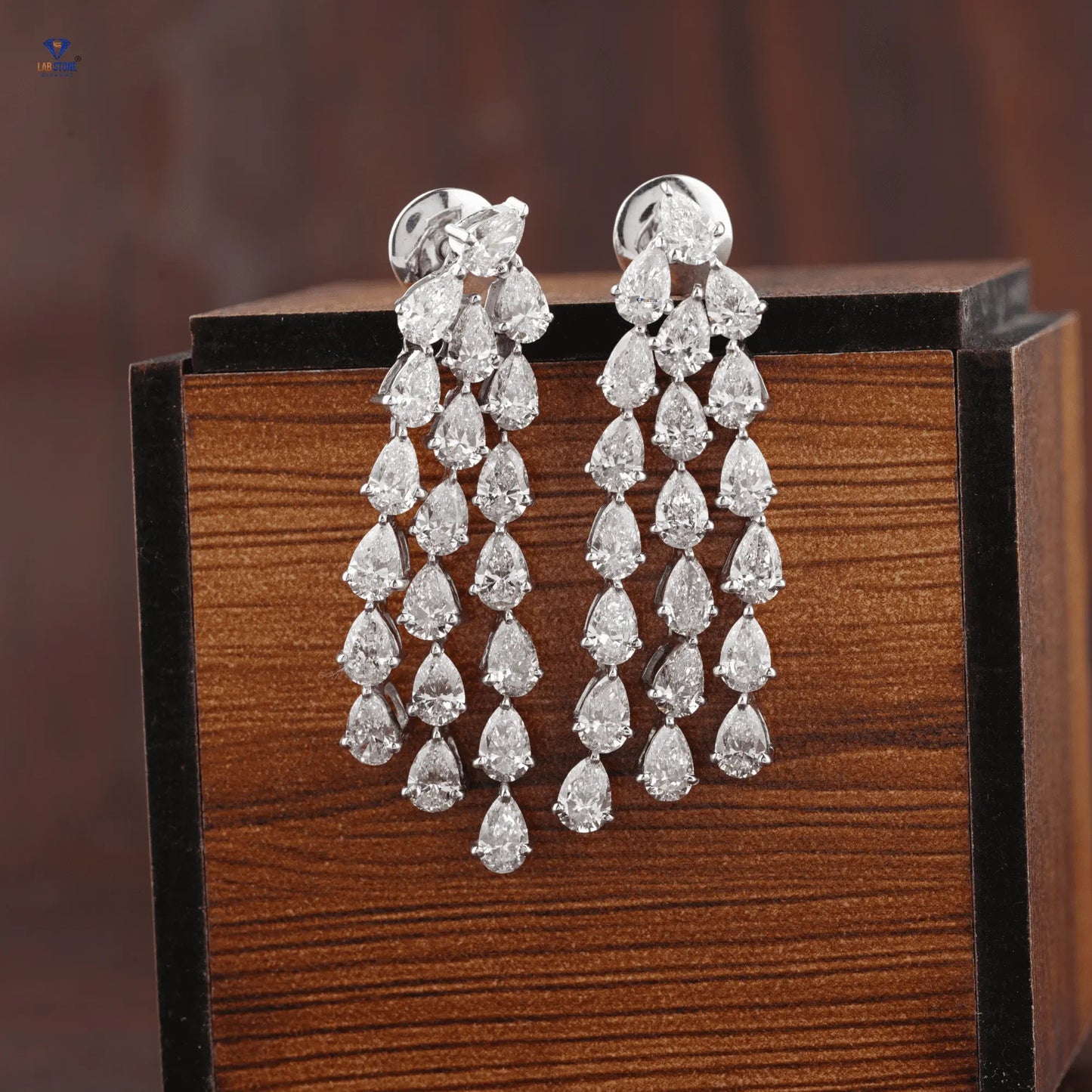 10.00 Carat Lab Created Pear Shape Diamond Chandelier Earring