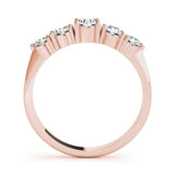 0.75ct Lab-Grown Round Diamond 5-Stone Deep U-basket Graduated Shared Prong Setting Diamond Ring, DE Color VVS Clarity
