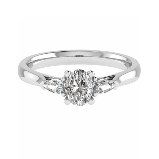 0.50 Carat Lab Grown Oval Diamond 3 Stone Engagement Ring