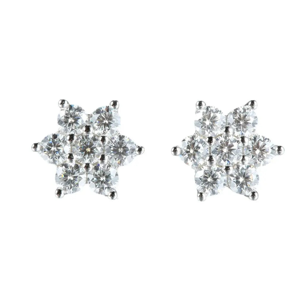 Stud Earrings Natural Round Diamond Cluster 0.30ct