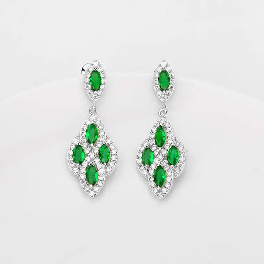 1.95 Carat Emerald and Natural Diamond Chandelier Earring