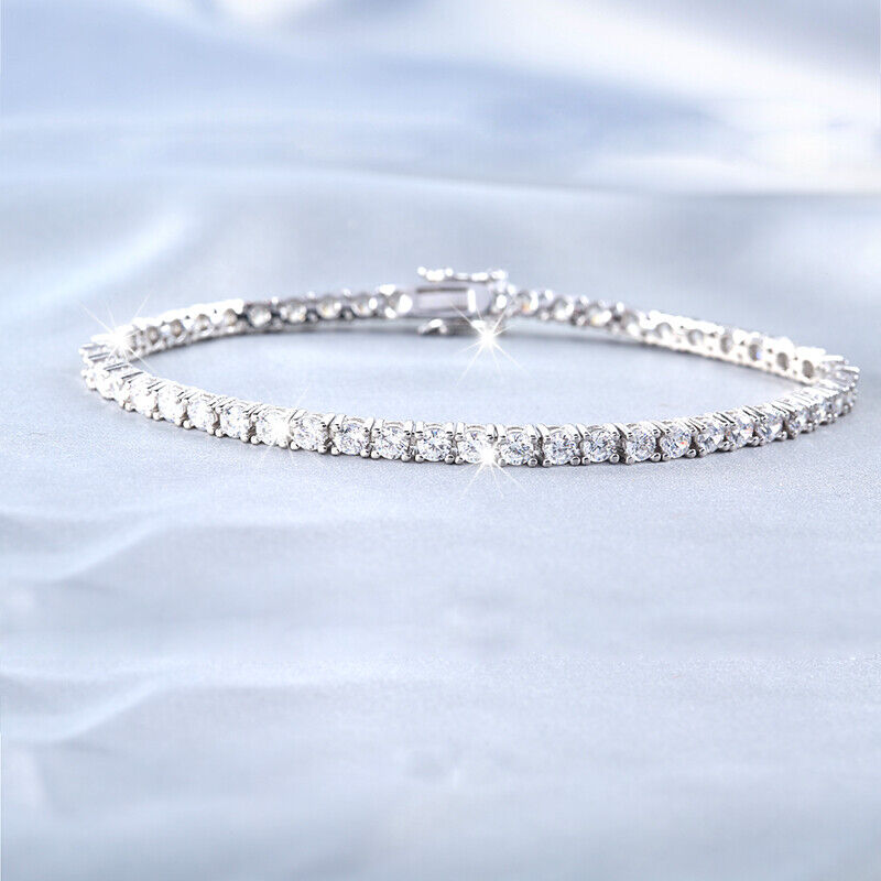 2.25 Carat F/SI Natural Round Cut Diamonds Tennis Bracelet In 9k White Gold