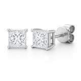 Stud Earrings with Princess-Cut Lab-Grown Diamond