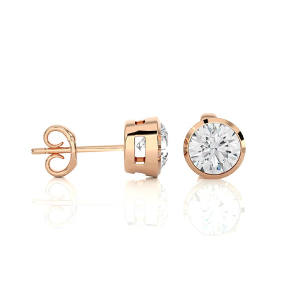 Lab Grown Diamond Bezel Set Solitaire Studs Earrings in White Gold