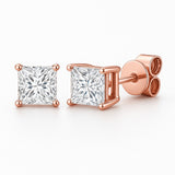 Stud Earrings with Princess-Cut Lab-Grown Diamond
