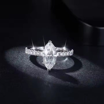 Lab Grown Marquise Diamond Hidden Halo Side Stone Engagement Ring