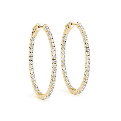 2.00Ct Lab Grown Diamond Hoop Earring in Yellow Gold