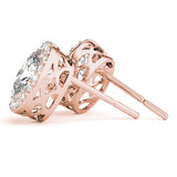 Stud Earrings with Lab Grown Round Diamond Halo