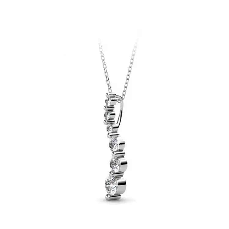 Lab Grown Round Diamond 6 Stone Journey Drop Necklace