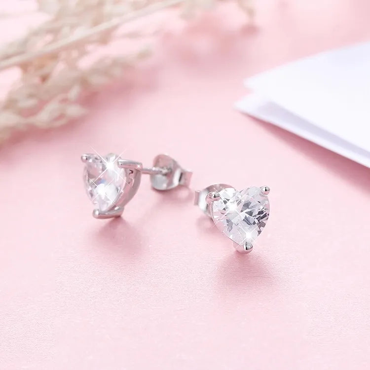 Lab Grown Heart shaped Diamond Stud Earring