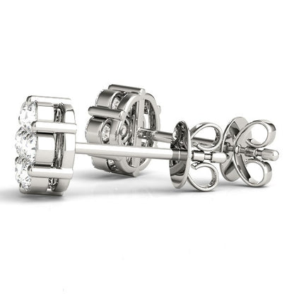 Natural Diamond Cluster Studs Earring In Yellow Gold
