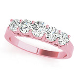 0.75Ct - 1.00Ct Lab-Grown Round Diamond Rectangular Basket Style Shared Prong Setting 5-Stone Diamond Ring, DE Color VVS Clarity