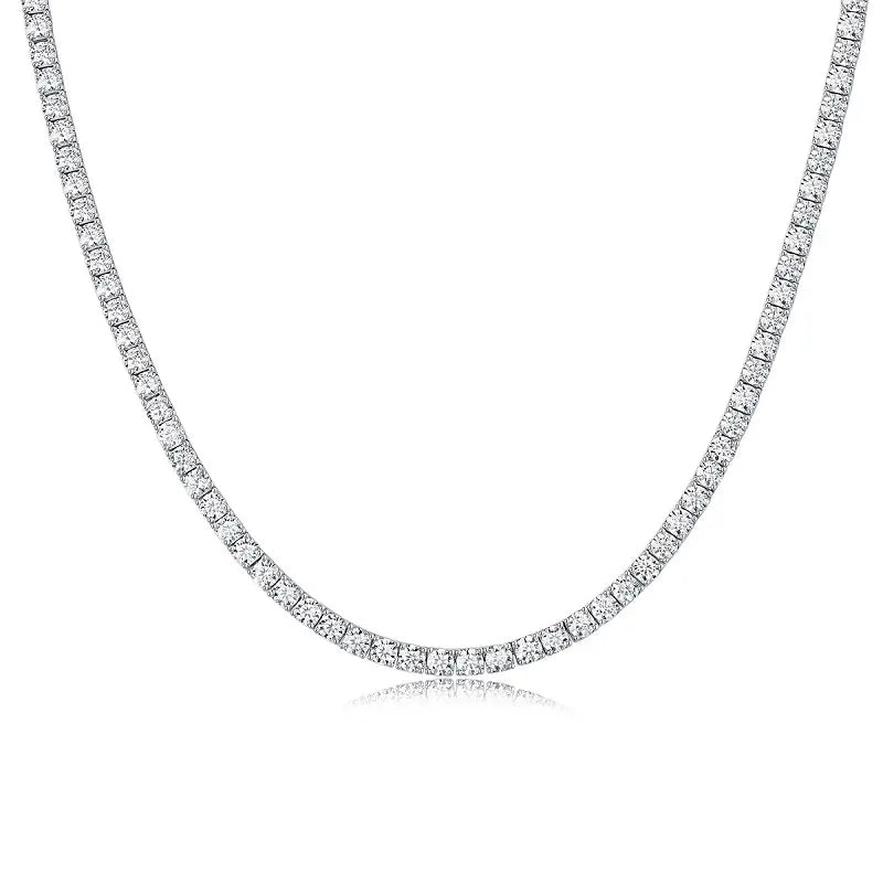 Lab Grown Round Diamond H SI Claw Set Tennis Necklace 9K