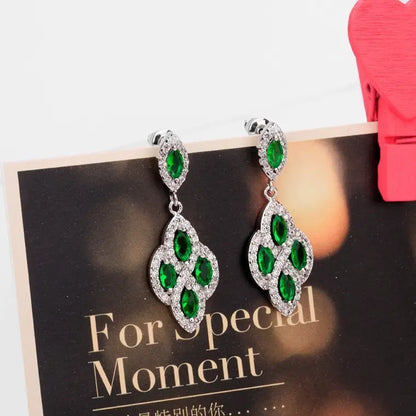 1.95 Carat Emerald and Natural Diamond Chandelier Earring