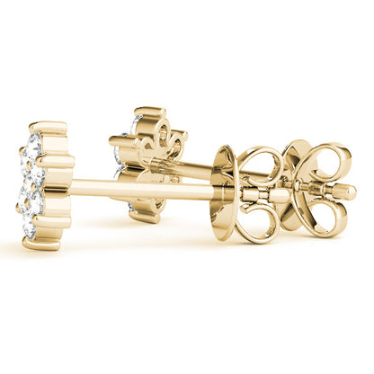 0.20Ct Lab Created Cluster Diamond Studs Earrings in Yellow Gold