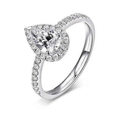 0.81 Carat Natural Pear Diamond Cluster Engagement Ring