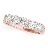 1.00Ct - 1.50Ct Lab-Grown Round Diamond Scalloped Open Gallery Shared Prong Setting 5-Stone Diamond Ring, DE Color VVS Clarity